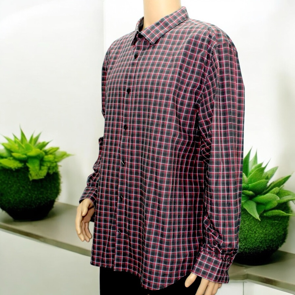 Calvin Klein Men's Victory Plaid Long Sleeve Button Down Shirt - Picture 6 of 15